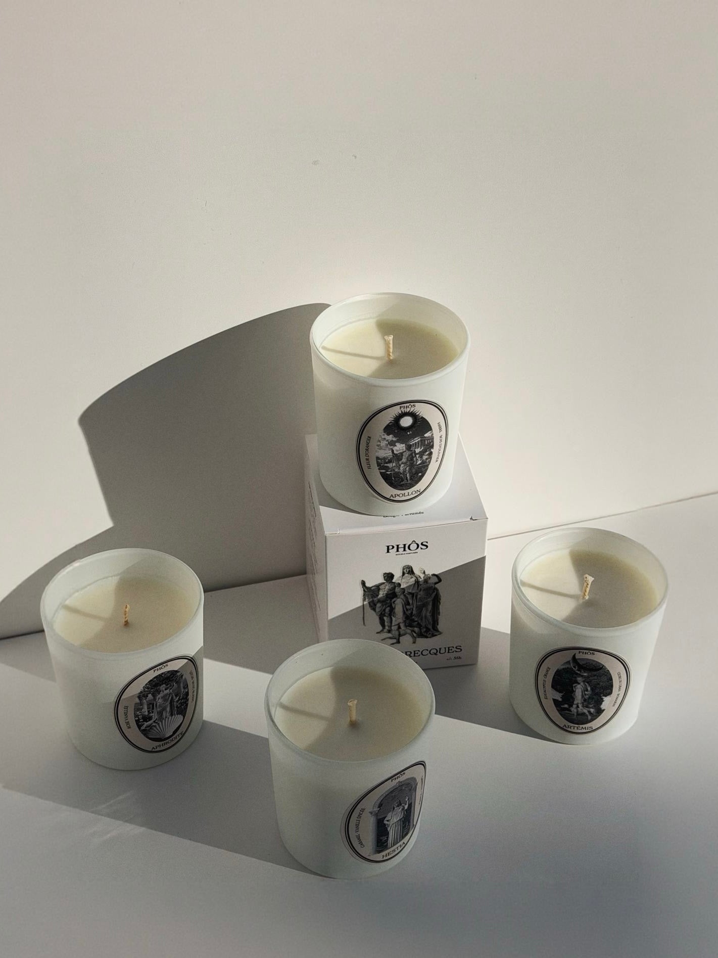 Collection Lueurs Grecques Bougies Parfumées Aphrodite Hestia Apollon Artémis